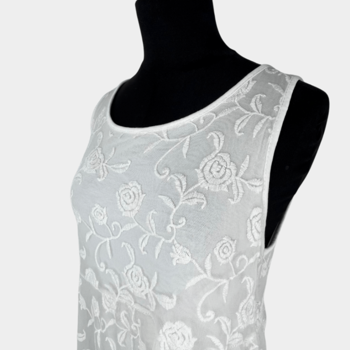 pre-loved Abendkleid mit Spitze weiß Gr. S