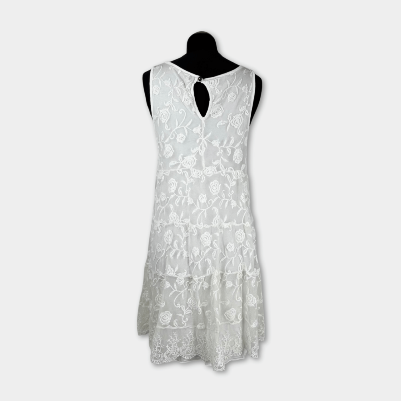 pre-loved Abendkleid mit Spitze weiß Gr. S